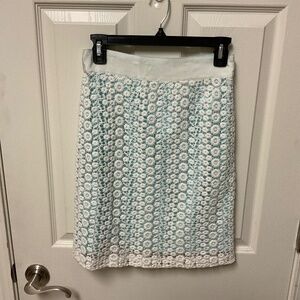 Antonio Melani robin egg blue and white lace skirt.  Size 0.  EUC. Lined.